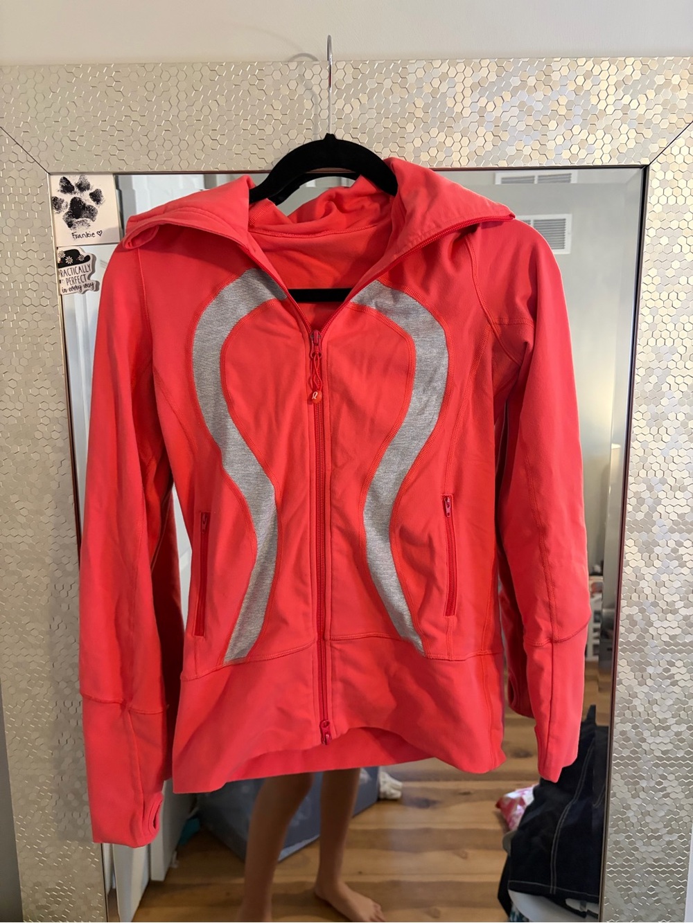 lululemon athletica Coral Pink Reflective Zip Bomber Jacket
